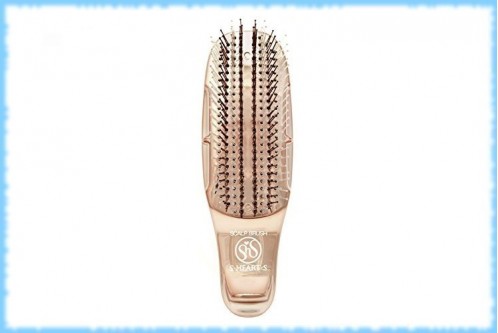 Укороченная массажная расческа Scalp Brush Gold, S-Heart-S, золотая, 376 зубчиков
