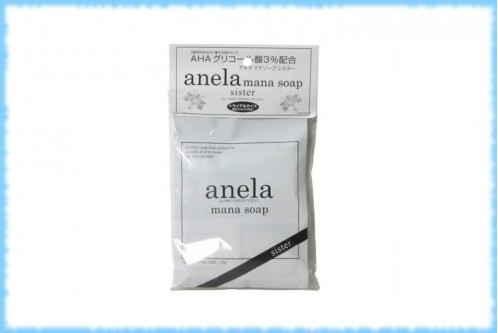 Мыло с 3% содержанием AHA (гликолевая кислота) с сеточкой Anela Mana Soap, 7 гр.