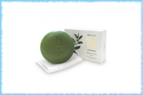 Душистое мыло с зеленым чаем и сеточкой в комплекте, Soh-cha soap, From S, 100 гр.